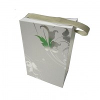 Silver Stamped Corrugated Paper Cosmetic Packaging Boxes with Handle